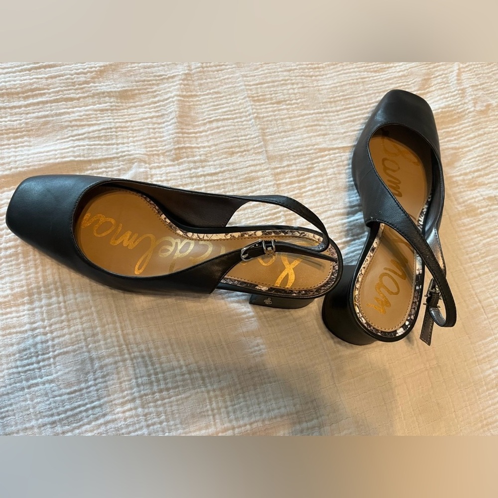 Sam Edelman Black Short-Chunky Slingback Heels